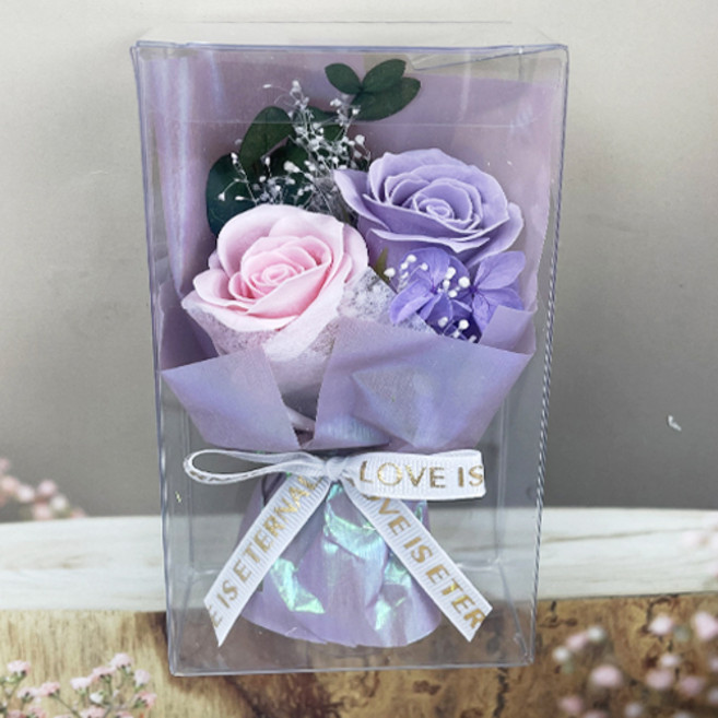 납골당 조화 봉안당 케이스 장미 미니 꽃다발 프리저브드, 1개, 퍼플