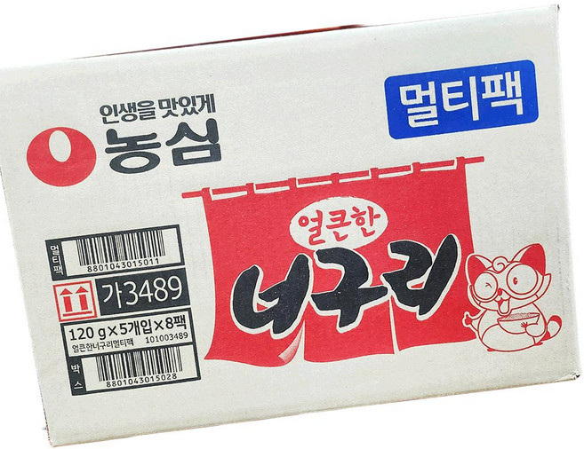 농심 멀티팩 너구리 얼큰한맛 120g 40개 대용량