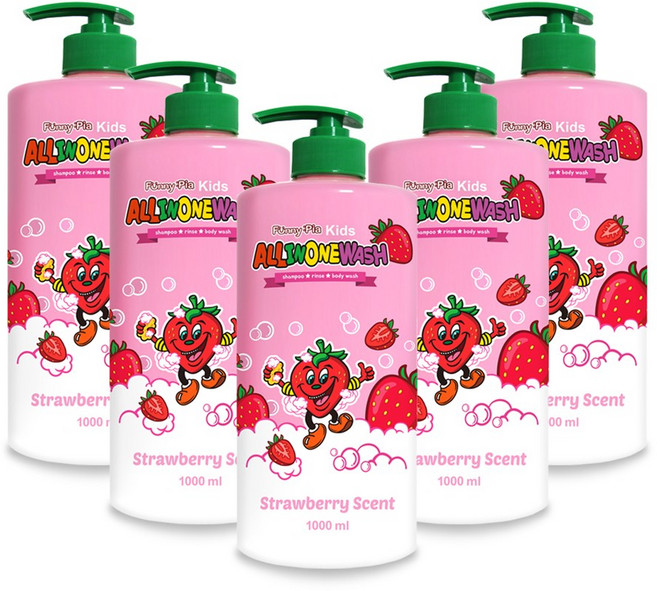 퍼니피아 키즈 올인원클렌저 딸기, 1L, 5개