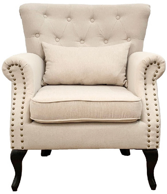 JUSTBUY 斯溫堡單人沙發, 透氣亞麻布-杏色, 1個