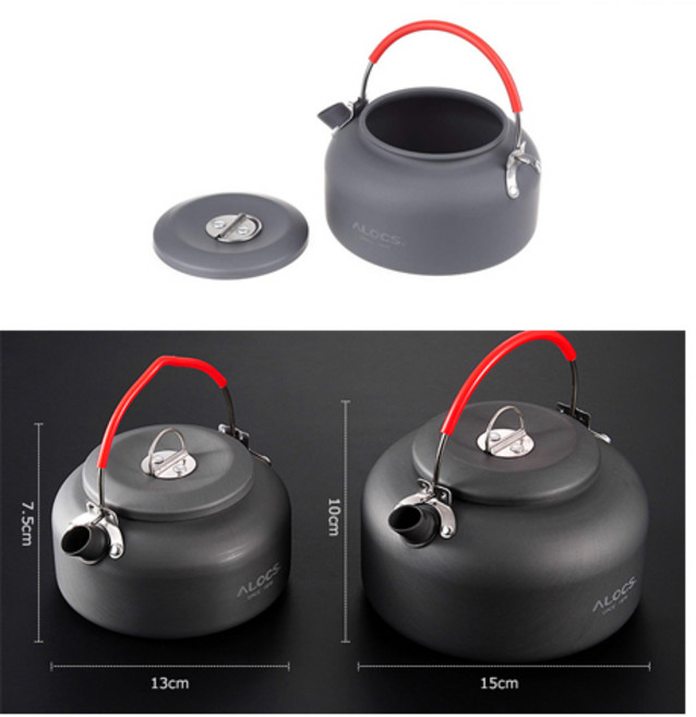 캠핑이즈몰 캠핑주전자 백패킹 초경량 알록스 커피포트, 1개, 블랙1.4L