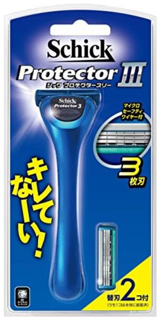 Schick 시크 시크 Schick 프로텍터 스리 3중날 교체날2개포함 면도칼 면도기 면도기 남성 마이크로 세이프티 와이어 교체날 1개는 본체에 장착 완료, 1개