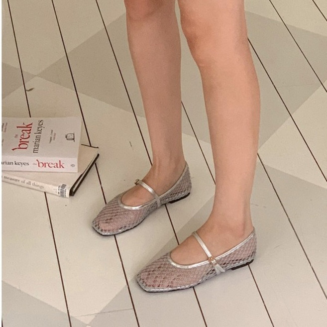 [얇은굽] 메리제인 시스루 망사 플랫슈즈 1cm-gmcns