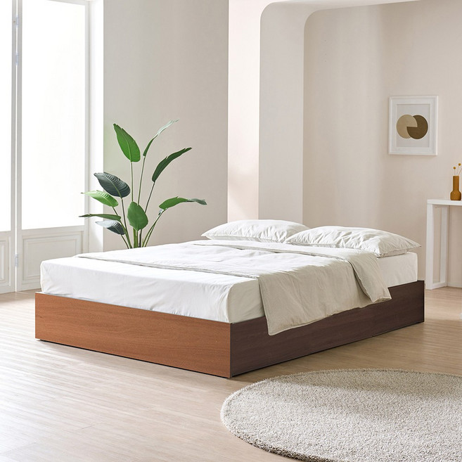 공간사이 바비 무헤드 평상형 침대 프레임 Q GS1347, 오크