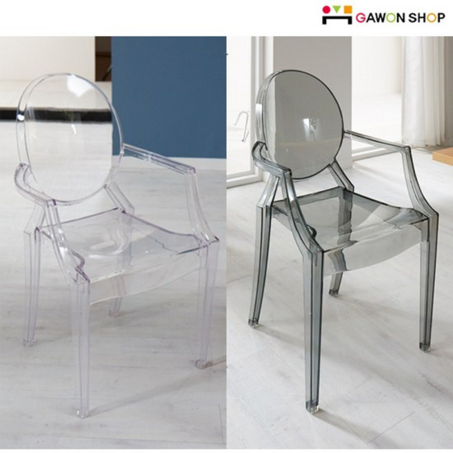 GAWON 고스트암체어/투명의자/유팔의자/플라스틱의자, 1개, 투명