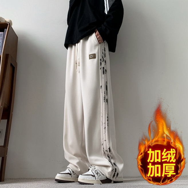 ALONGBEEK 寬鬆休閒長褲 秋冬保暖刷毛
