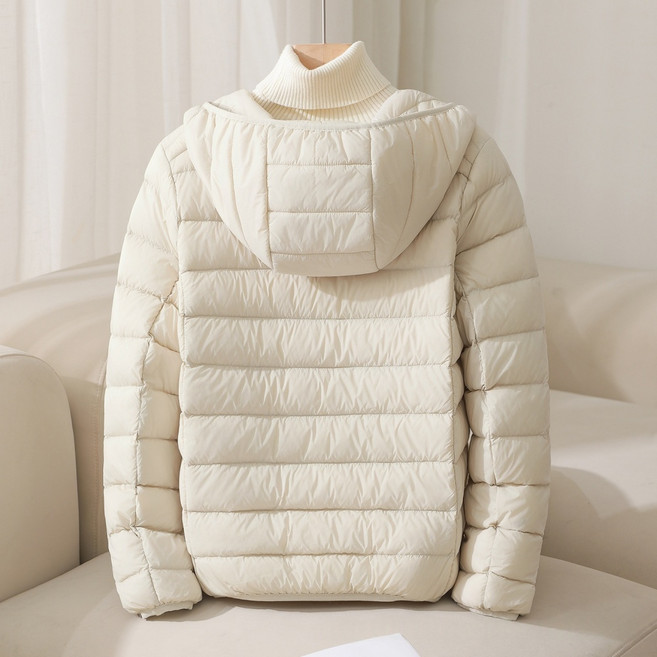 POMTOR 여성 겨울 빅사이즈 후드 집업 경량 숏패딩 경량패딩 겨울점퍼