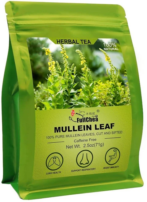 FullChea - 뮬린 잎차 2.5온스/71g - 폐용 멀린 차 - 천연 루즈 잎 허브 절단 및 체질 - GMO 프리 - 카페인 프리 - 호흡기 건강 지원, FullChea - 뮬린 잎차, 2.5온스/71g 폐용, 1개, 71g, 1개 - 쿠팡