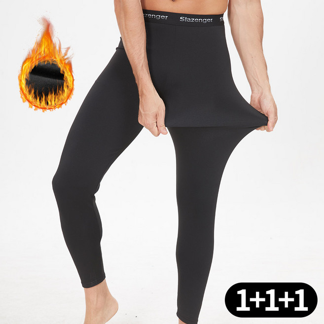 (1+1) 슬레진저 남성 기모 내복 바지 초극세사 기모 발열 타이즈 초경량 빅사이즈 2매입