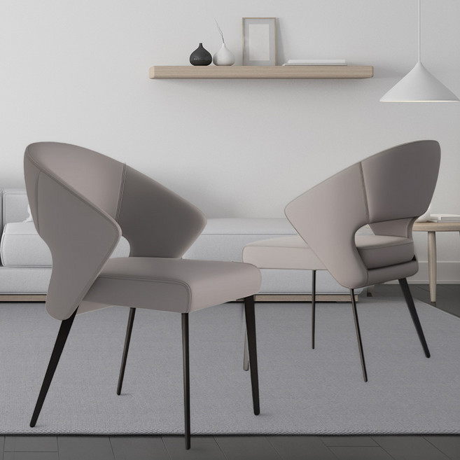 아우스 DC06 가죽 모던체어 미니멀스타일 체어 다이닝 인테리어 디자인 카페 가정용 식탁용 식탁의자 2개, 베이지