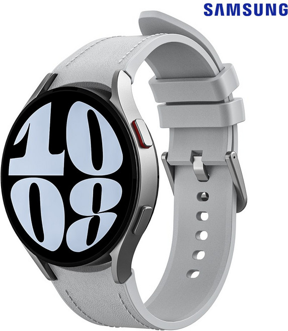 삼성정품 갤럭시워치6 하이브리드 비건 레더 스트랩 (S/M) 워치7 워치5 워치4 클래식 프로 호환 ET-SHR95 N, 실버