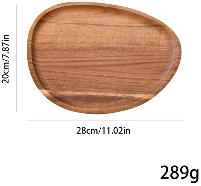 타원형 트레이 음식 서빙 접시 아카시아 나무 스낵 사막판 티보드 천연 차 플래터 1PC, 03 D, 1개