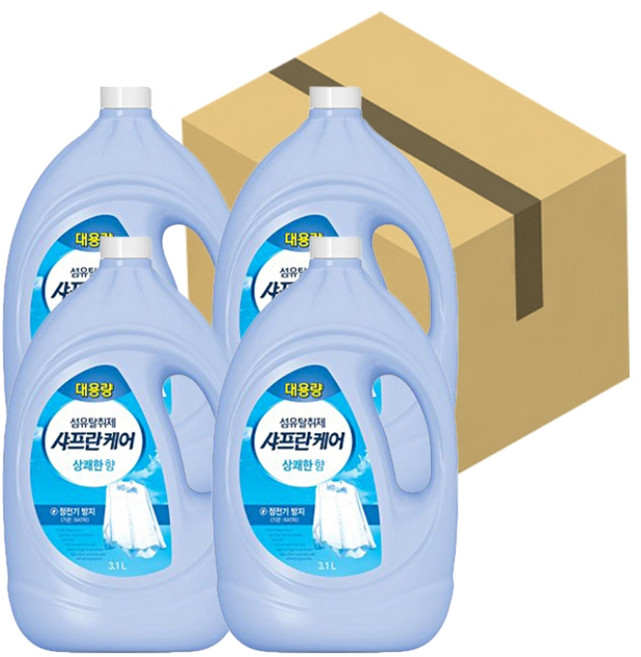 샤프란케어 대용량 3.1LX4개입(1박스) 섬유탈취제 상쾌한향 정전기방지 냄새탈취, 3.1L