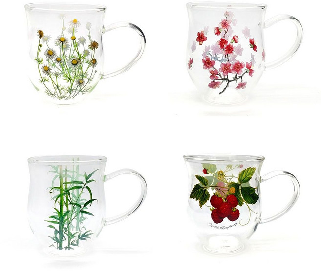 레트로 유리컵 400ml 4종 택1 가정용 물컵 음료컵 주스컵 레트로컵 예쁜유리잔, 대나무, 대나무