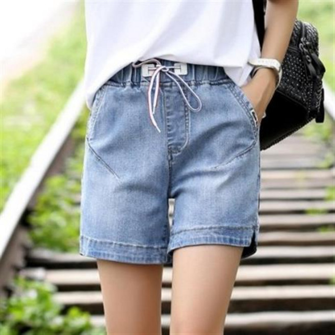 DK17 여름 여자 반바지 청반바지 밴딩 4부