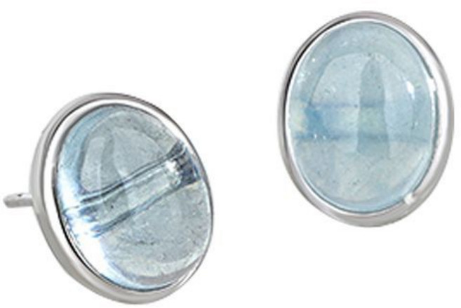 [다꼬르도] 3월 탄생석 실버 925 은침 아쿠아마린 오벌 원석 스터드 귀걸이