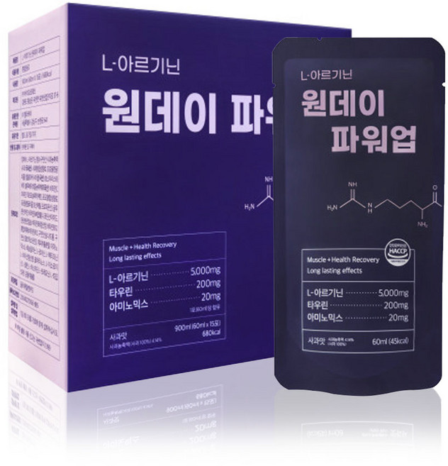 하루 한 번 한 포 원데이 파워업 L-아르기닌 5000mg (1BOX 15포), 1박스, 60ml