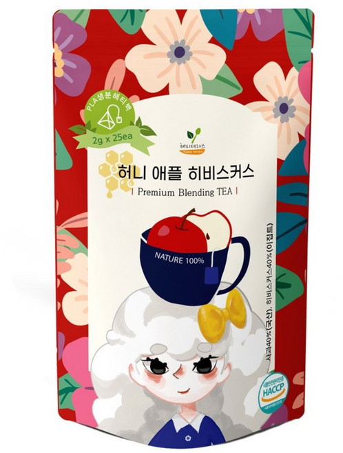 허니 애플 히비스커스 과일 허브티 블렌딩차 삼각티백, 2g, 1개, 25개입