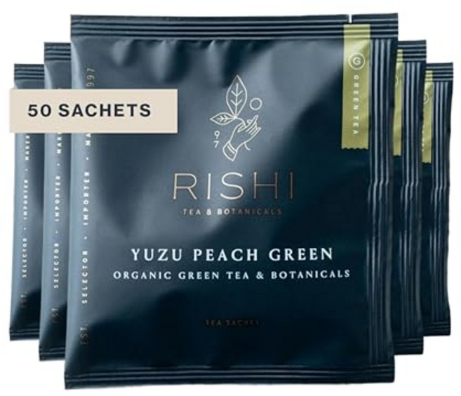 리시 티 유자 복숭아 녹차 - 유기농 루즈 리프 그린 & 허 리시 티 유자 복숭아 녹차 - 유기농 루즈 리프 그린 & 허브 블렌드 자연적으로 달콤하고 저카페인 뜨겁거나 차갑게, 1개