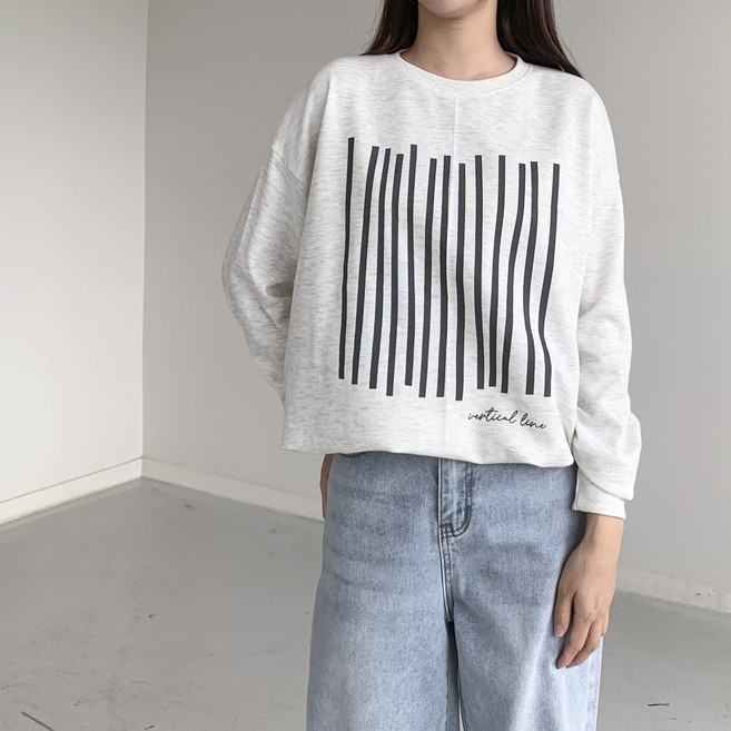 [행복여] 스티크 밑단 스트링 루즈핏 맨투맨 티셔츠