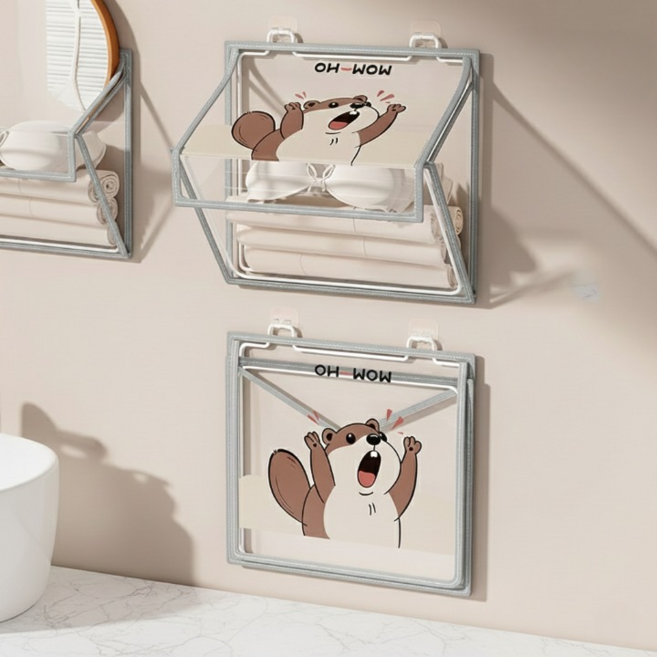 다모올 뽀송한 접이식 욕실 옷보관함 방수 수납, 1개, 수달