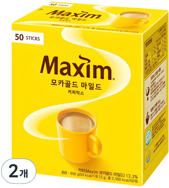 맥심 모카골드 마일드 커피믹스, 12g, 50개입, 2개