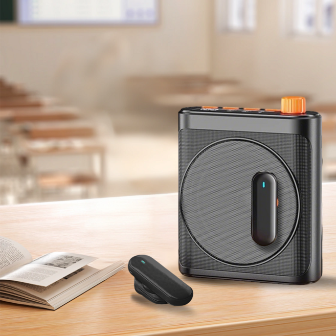 SMABAT 무선 블루투스 앰프 강의용 마이크 휴대용 수업 마이크 스피커 2200mAh 배터리 용량, 블랙