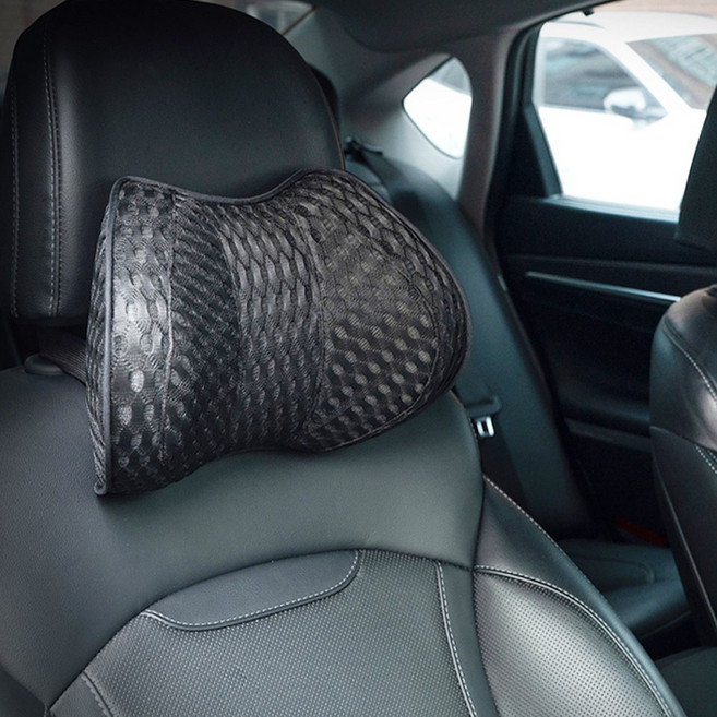 브론코 차량용 목쿠션 메쉬 U타입 목베개 헤드레스트, 2개, 블랙