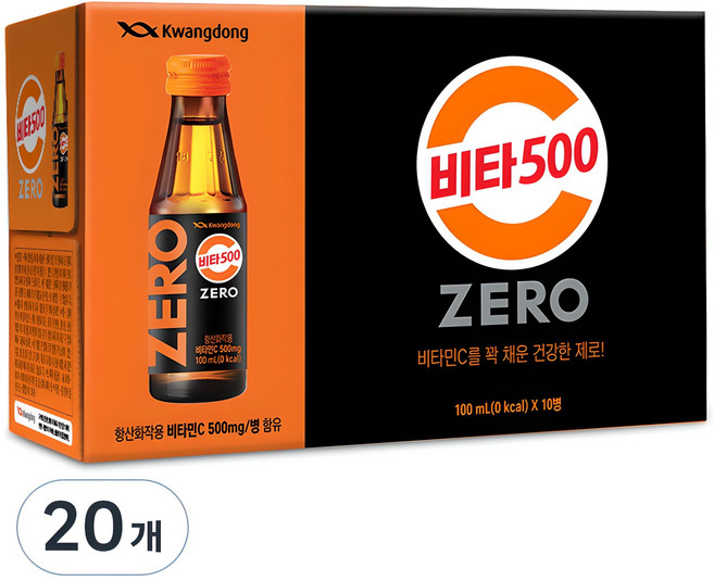 Kwangdong Vita500 零卡無糖維他命能量飲, 100ml, 20瓶