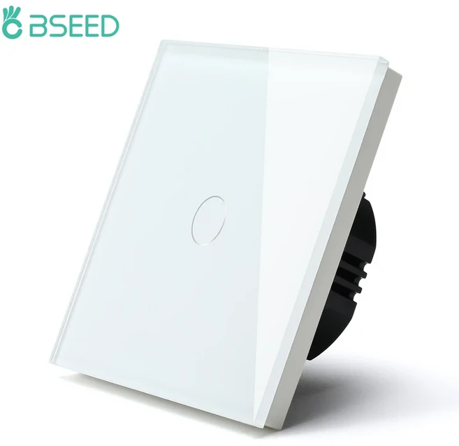 BSEED 1/2/3Gang 터치 라이트 스위치 1Way 단순 센서 스위치 유형-c USB 소켓 EU 표준 유리 패널 파란색 백, 01 White, 01 China Mainland, 07 1Gang Switch