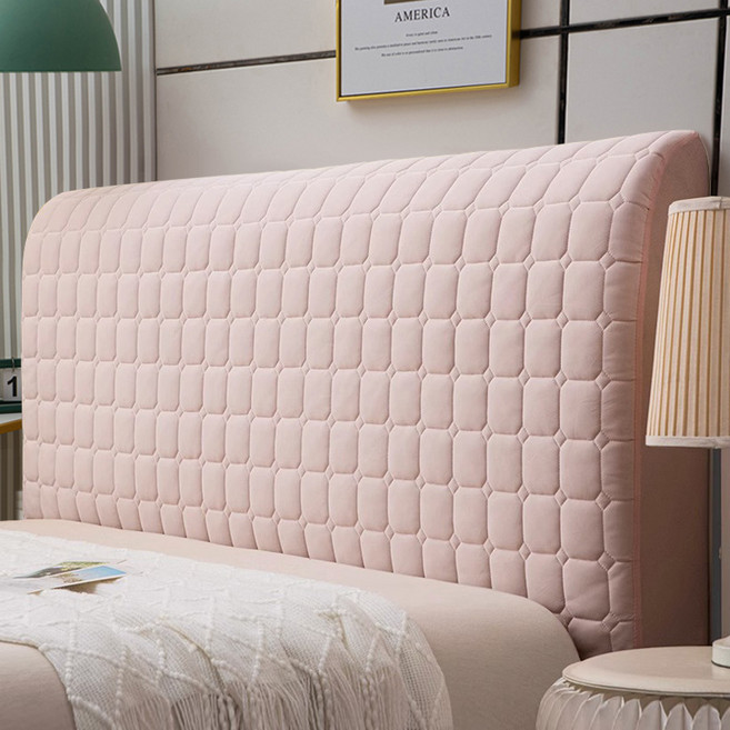 하우스베라 퀼팅 벨벳 침대헤드커버 사계절 고탄력 패브릭 헤드쿠션커버 보드, 1개, 웜핑크