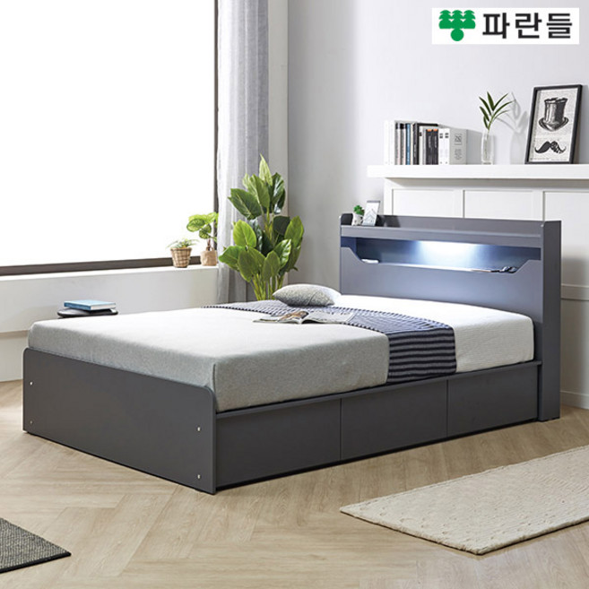 파란들가구 C형 LPM LED조명 빅서랍수납 슈퍼싱글침대, LPM화이트-유광