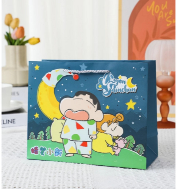蠟筆小新 印花帆布袋, 1個, 正版紙質禮品袋25*20*10cm, 印花