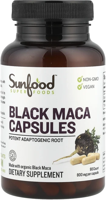 헁복하고 건강하세요 Sunfood 블랙 Maca 캡슐 800mg 캡슐 90정 늘 챙기셔야합니다, Sunfood블랙Maca캡슐800mg캡슐90정, 1개 - 쿠팡