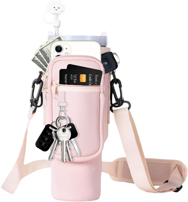 스탠리 호환 텀블러 파우치, 핑크, 1개