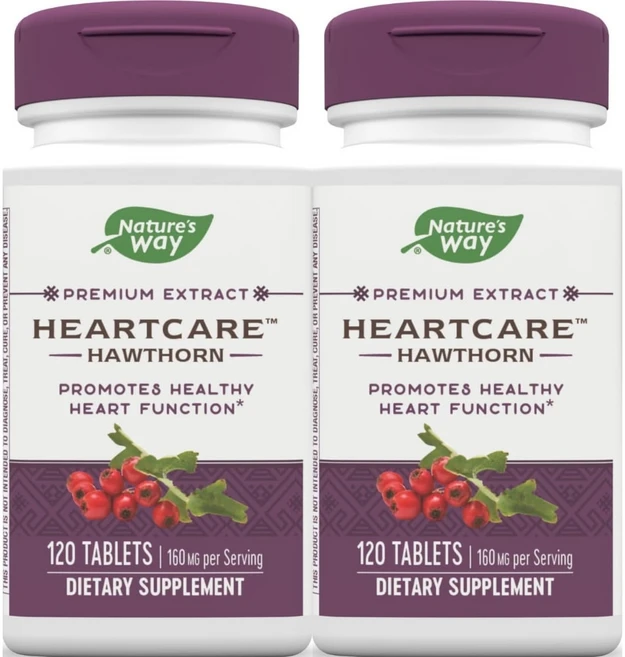 Nature's Way HeartCare Hawthorn 네이처스웨이 하트케어 호손 산사나무 추출물 120정 2팩 - 쿠팡