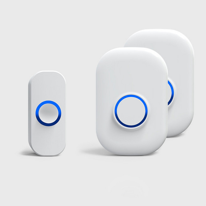 스마트 무선초인종 장거리 방수 세트, 1 + 2 (흰색)