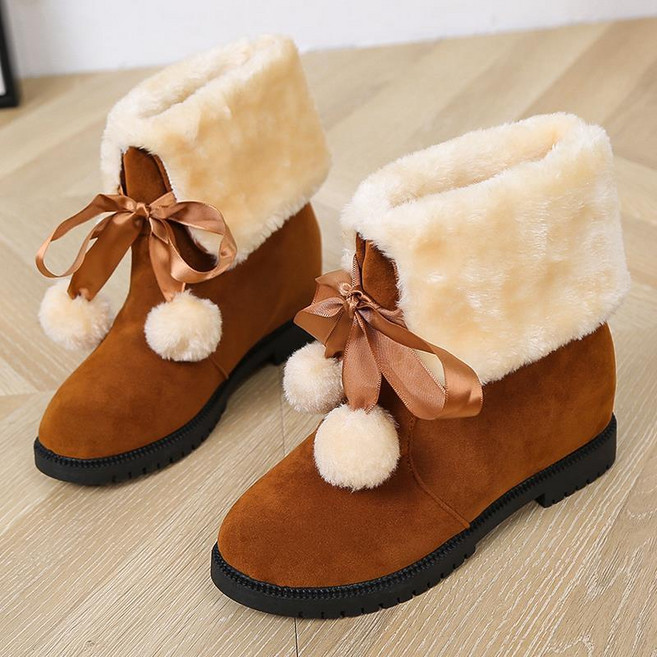 雪地靴女 加絨保暖東北棉鞋 紅色