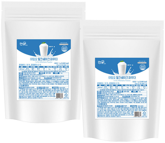 아임요 밀크쉐이크 파우더, 1kg, 1개입, 2개