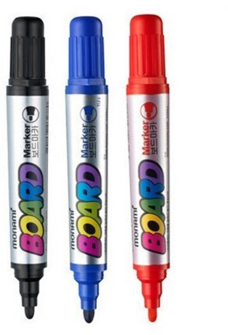 모나미 보드마카 3종 세트, 흑색, 청색, 적색, 1개