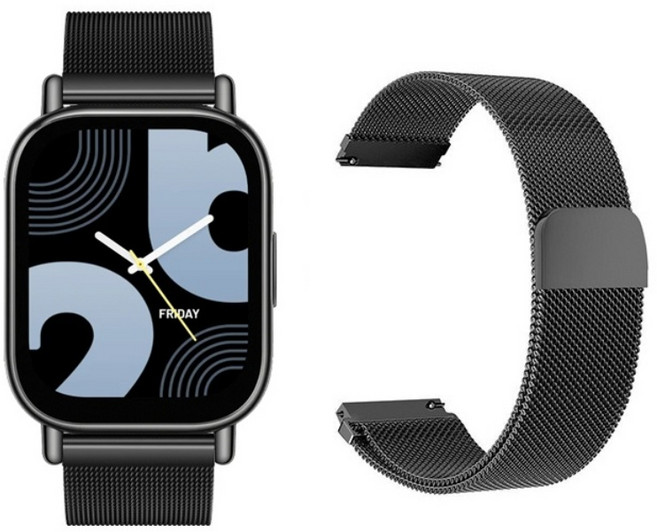 SKENOS 샤오미 레드미워치5 라이트 액티브 어메이즈핏빕6 5 호환 밀레니즈 루프 22mm 스트랩 시계줄, 블랙, 1개