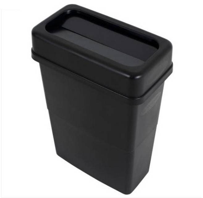 대형 슬림 휴지통 50L 70L 90L 뚜껑형 쓰레기통 블랙 그레이 분리수거 가능, 검정색, M형뚜껑포함, 1개