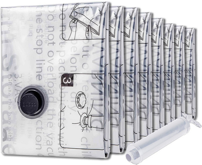 초대용량 진공 이불 압축팩 + 전용펌프 세트, 1개, 8개입