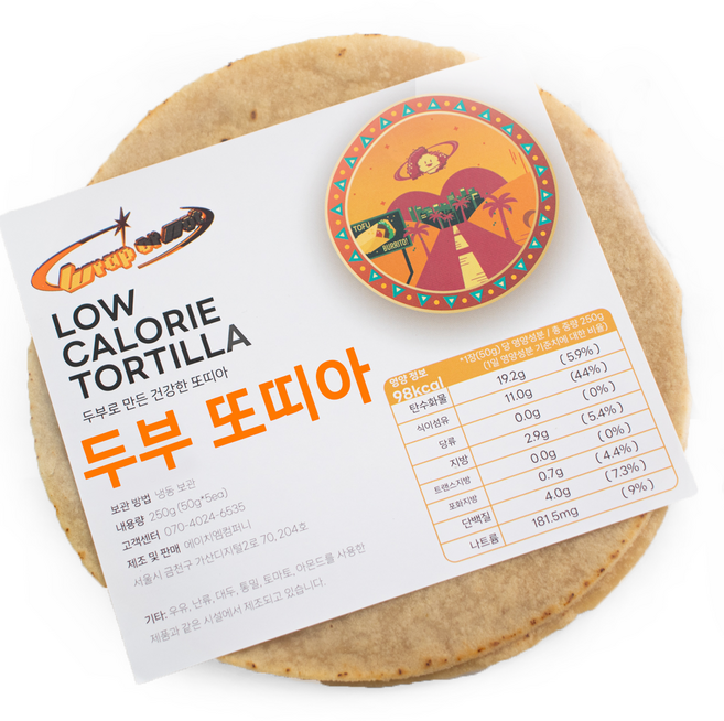 두부와 식이섬유로 만든 저칼로리 두부또띠아, 1개, 125g