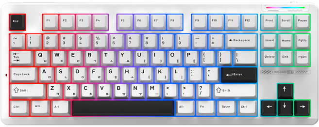 LINGBAO K87 3모드연결 기계식 게임 키보드, 흰색