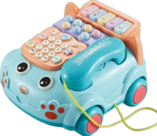 打地鼠 聲光音樂益智學習早教, 大號電話車【藍色】, 1個
