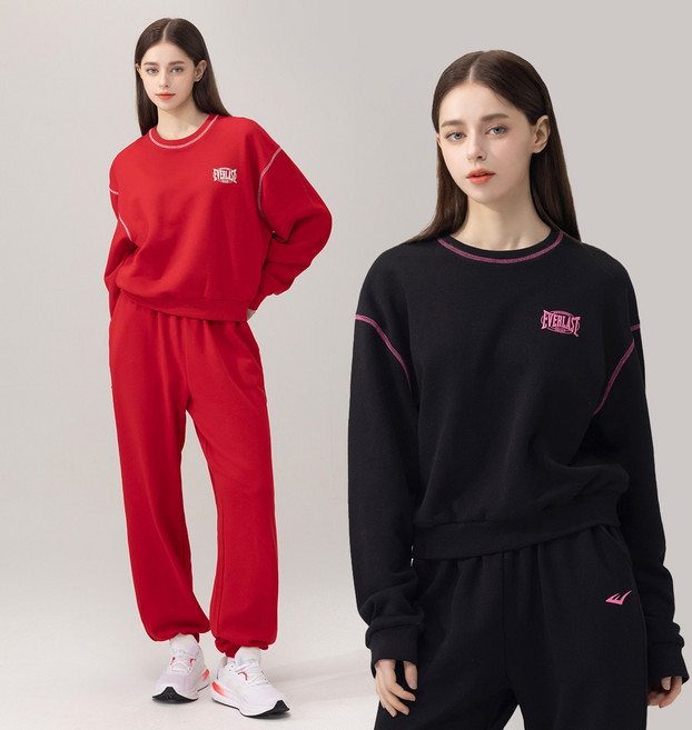 에버라스트 여성 미니쭈리 런닝복 세트 맨투맨 + 조거팬츠