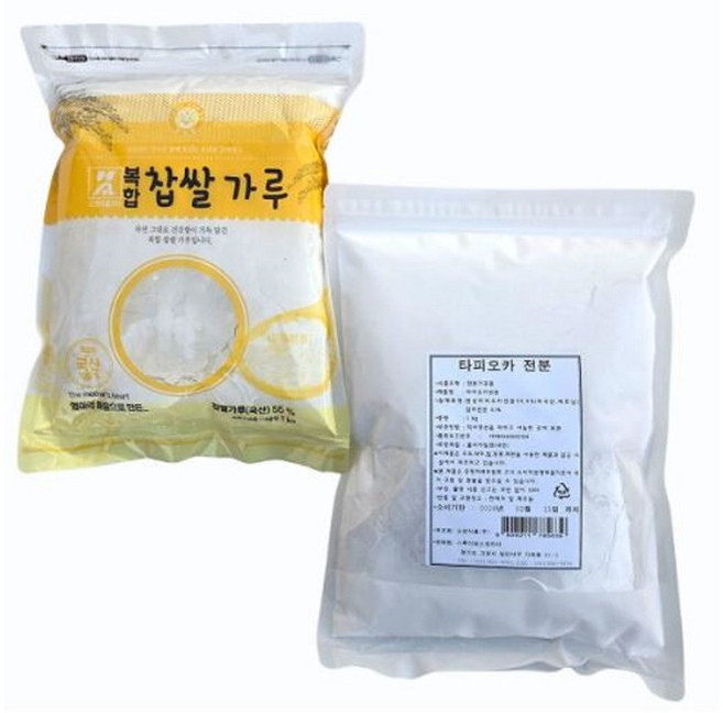 [버터떡 재료 세트] (버터떡 재료) 새마원 소연 건식 복합 찹쌀가루 1kg + 소연 타피오카전분 1kg, 1