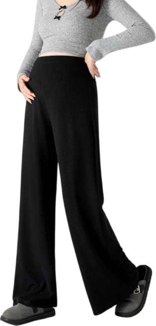 Makone 임부 솔리드 하이웨이스트 캐주얼 소프트 캐주얼 슬렉스 바지