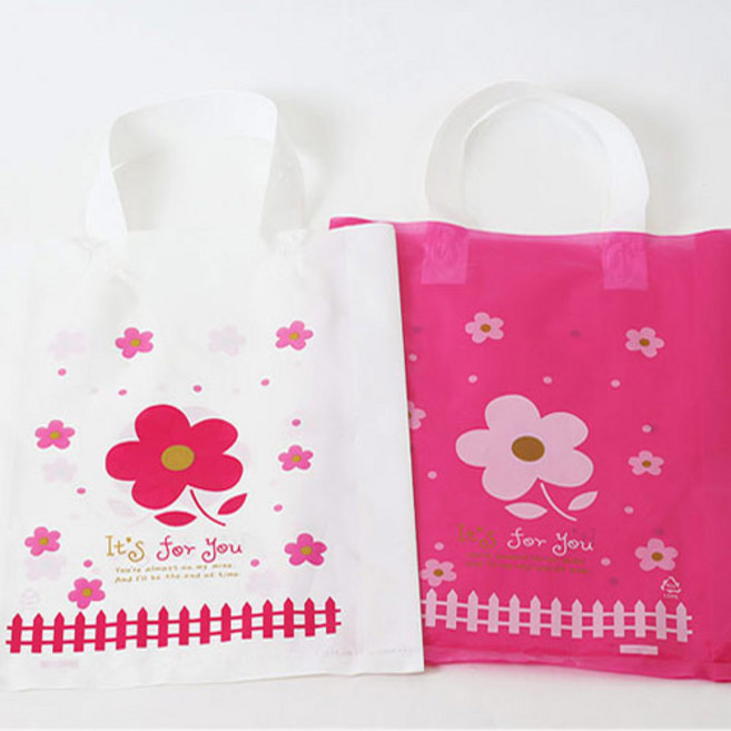 노크원 쇼핑백, 50매입, 04꽃루프쇼핑백_흰색 (26x31+4/소)